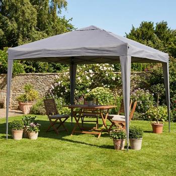 Robusto gazebo pieghevole, grigio, dimensioni del tetto 3 x 3 m, altezza 2,45 m, gazebo per feste all‘aperto, protezione UV