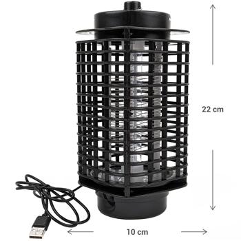 Preview: Compact USB UV mosquito killer, 2 watts, black - 8 UV LED lights, catches mosquitoes & moths, safe insect trap