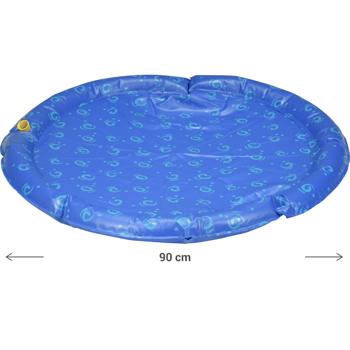 Preview: Kühlende Hunde-Wassermatte, Ø 90cm, Blau – Sprühmatte mit Gartenschlauchanschluss – Für Erfrischenden Sommerspass