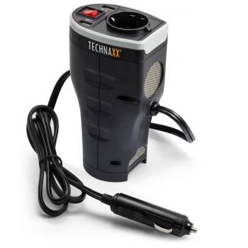 Preview: Kfz-Spannungswandler 200W/400W Spitze - Lädt & betreibt Geräte im Auto (12V auf 230V) - Mit 230V-Steckdose, 2x USB, Lüfter & Schutz