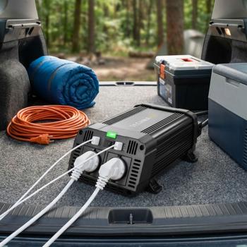 Preview: 12V auf 230V Wechselrichter, 2x USB-A (3,1A gesamt) – Hochwertiger Spannungswandler, robuste Stromversorgung für unterwegs