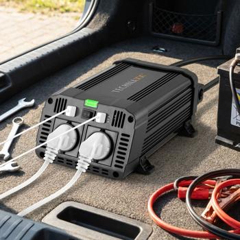 12V auf 230V Wechselrichter, 2x USB-A (3,1A gesamt) – Hochwertiger Spannungswandler, robuste Stromversorgung für unterwegs