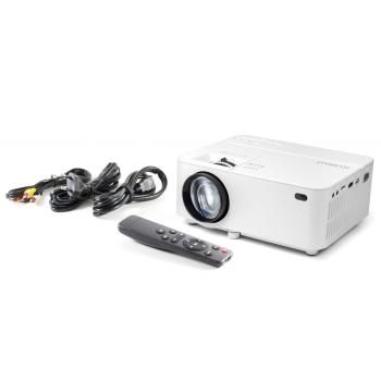 Preview: Mini LED HD projector with 1800 lumens, 40 000 hours LED lifespan, incl. multimedia player, remote control, for office, home, or even outdoors