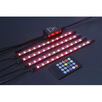 Kit Éclairage LED Intérieur Voiture Technaxx - 8 Couleurs, Microphone, Télécommande - 12V, Déco Maison