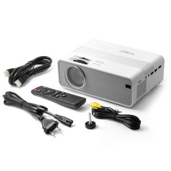 Preview: Leistungsstarker Mini-LED HD Projektor: 720p, 2000 Lumen, 27-150 Zoll Projektion, Multimedia-Player –  mobiles Heimkino für Filme & Präsentationen