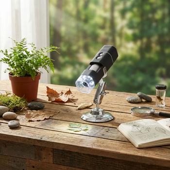 Preview: Kabelloses Full-HD-Mikroskop mit WLAN, 1000x Vergrösserung, Akku, Halterung - Foto/Video - Entdecke Details mit optimaler Leistung