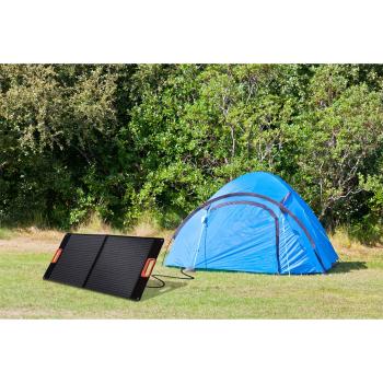 Preview: Panneau solaire mobile 100W, pliable, avec cellules monocristallines : Avec pieds, 128x53,5x3 cm, pour une alimentation en énergie indépendante