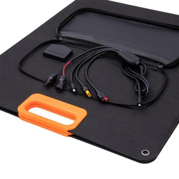 Preview: Panneau solaire mobile 100W, pliable, avec cellules monocristallines : Avec pieds, 128x53,5x3 cm, pour une alimentation en énergie indépendante