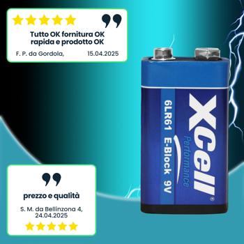 Preview: Batteria 9V a blocco, 6LR61, batteria alcalina ad alte prestazioni, per rilevatori di fumo, allarmi antincendio e antincendio, radio, giocattoli