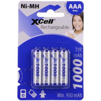 Preview: Lot de 4 Accus AAA Ni-MH - Rechargeables jusqu‘à 1000 fois sans effet mémoire - Piles 1,2V 1000mAh pour Télécommandes Jouets Appareils Photo