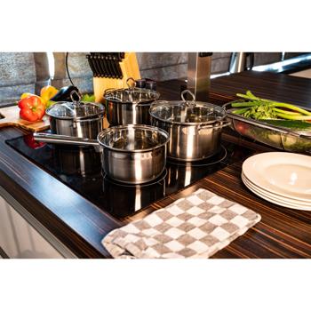 Preview: Elegante set di pentole da 7 pezzi, compatibile con l’induzione - Acciaio inossidabile, argento, manici arrotondati - Pentole premium per i migliori risultati