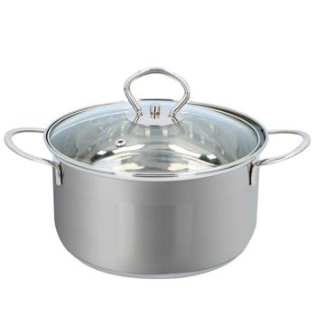 Preview: Elegante set di pentole da 7 pezzi, compatibile con l’induzione - Acciaio inossidabile, argento, manici arrotondati - Pentole premium per i migliori risultati