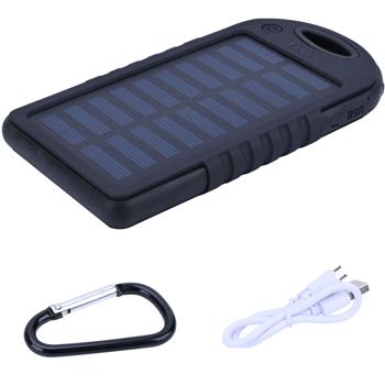 Preview: Batterie externe solaire avec lampe de poche intégrée – 4000 mAh, 2 ports USB, 10 W, panneau solaire, voyant d’état – compatible iPhone, Samsung, Android