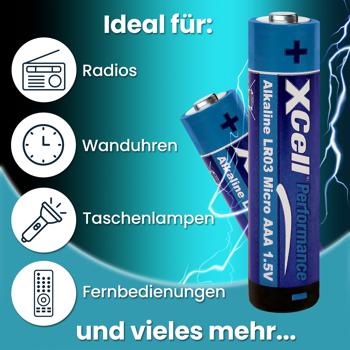 Preview: 50er AAA Micro LR03 Alkaline Batterien - Stabile 1.5V Spannung für konstanten Energieverbrauch - Fernbedienungen, Spielzeug, Uhren, Radios