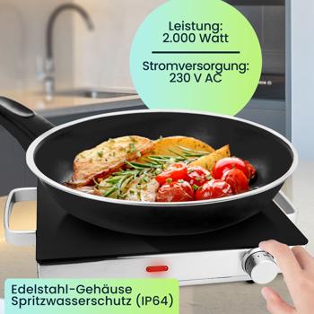 Preview: 2er Set Mobile Glaskeramik-Kochplatte, Edelstahl Gehäuse u. Infrarot-Wärme, Ø 20cm, 2.000 Watt, stufenlose Temperaturregelung, tragbares Ceranfeld Preview: 2er Set Mobile Glaskeramik-Kochplatte, Edelstahl Gehäuse u. Infrarot-Wärme, Ø 20cm, 2.000 Watt, stufenlose Temperaturregelung, tragbares Ceranfeld