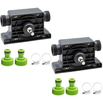 Preview: 2er-Set Bohrmaschinenpumpe zum Ab-, Aus- und Umpumpen von Wasser, bis zu 1200 L/h, Klick System, inkl. 2 Schlauchadaptern und Schellen