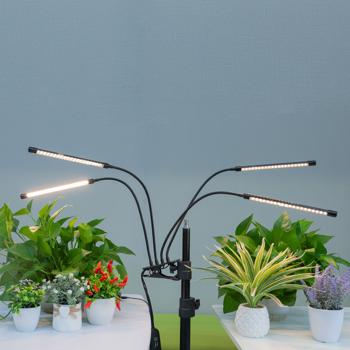 Preview: set di 2 lampade per piante a LED a spettro completo con 4 colli d‘oca, lampada per la crescita delle piante con 9 livelli dimmerabili e timer, 80 LED a spettro completo