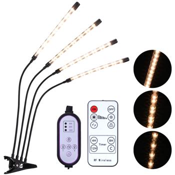 Preview: set di 3 lampade per piante a LED a spettro completo con 4 colli d‘oca, lampada per la crescita delle piante con 9 livelli dimmerabili e timer, 80 LED a spettro completo