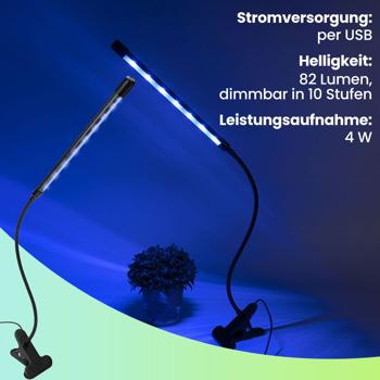 Preview: 2er-Set LED-Pflanzenlampe mit Schwanenhals, Pflanzenwachstumslampe , 10 dimmbaren Stufen & Timer, 82 Lumen, 20 LEDs mit 360°-Schwanenhals