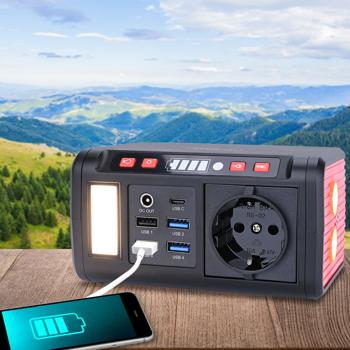 Preview: Centrale elettrica compatta e generatore solare, luce LED, 120W, 12/230V, 88,8 Wh, funzionamento di dispositivi a 12 volt, 230 volt e USB