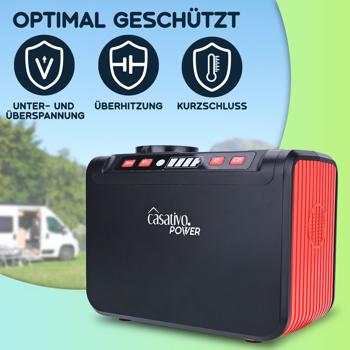 Preview: Kompakte Powerstation & Solargenerator, LED-Leuchte, 120W, 12/230V, 88,8 Wh, Betrieb von 12-Volt-, 230-Volt- sowie USB-Geräten