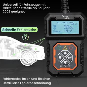 Preview: OBD2-Diagnosegerät für Auto-Fehlersuche – liest & löscht Fehlercodes, erkennt Motordaten in Echtzeit, kompatibel mit Benzin- & Diesel-Fahrzeugen