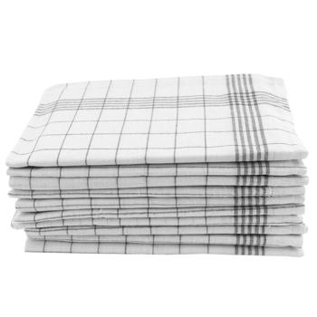 Preview: set of 20 extremely durable cotton tea towels, 70x50cm, anthracite-white - free of stripes/lint, OEKO-TEX® 100