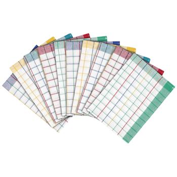 Preview: 10er-Set strapazierfähige Baumwoll-Geschirrtücher, 70 x 50 cm, multicolor, kariert, OEKO-TEX® Standard 100, schnell trocknend
