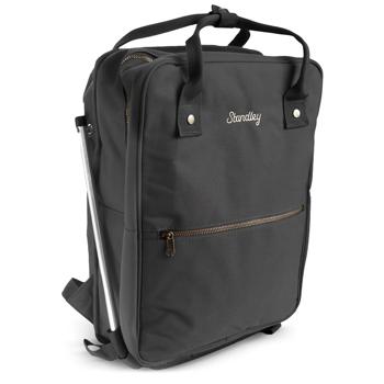 Preview: Zaino robusto con sedile integrato (40x28x14 cm) - Impermeabile, nero, solo 1 kg - Comodo zaino da viaggio con sedile