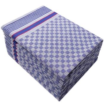 Preview: Premium set of 10 pit cloths, 100% cotton, 45x90cm, blue-grey - twisted quality, highly absorbent tea towels, 210g/m²