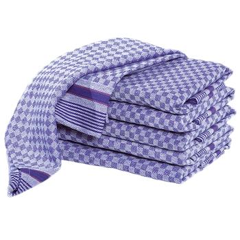 Preview: Premium 10er-Set Grubentücher, 100% Baumwolle, 45x90cm, blau-grau – Zwirn-Qualität, saugstarke Geschirrtücher, 210g/m²