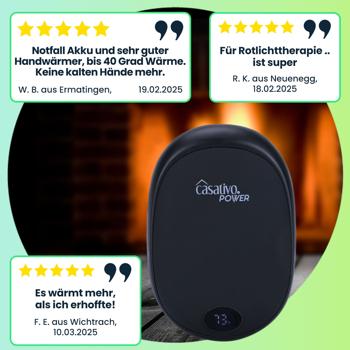 Preview: Zuverlässiger 2in1 USB Handwärmer mit Powerbank Funktion, 10.000 mAh, schwarz, warme Hände und gleichzeitig das Smartphone laden