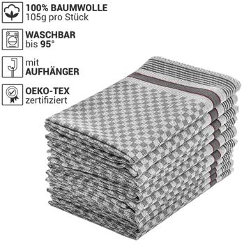 Preview: 20er-Set Grubentücher - Anthrazit Geschirrtücher 45x90cm - 100% Baumwolle - OEKO-TEX zertifiziert - Hygienisch, streifenfrei, saugstark & waschbar bis 95°C