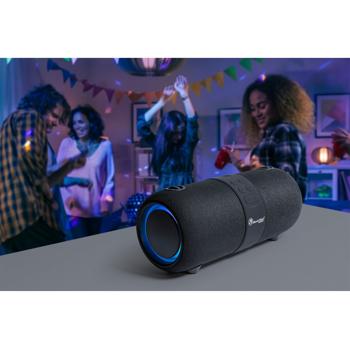 Preview: Robusto altoparlante Bluetooth (nero) con illuminazione a LED, batteria ricaricabile, TWS, stereo - suono potente ed effetti luminosi d‘atmosfera per chi è in movimento