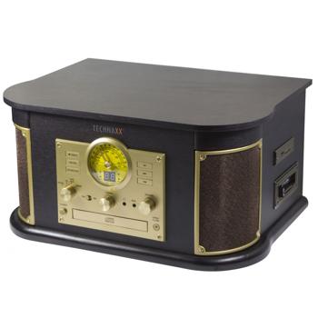 Preview: Nostalgie-Plattenspieler mit CD- & Kassettenspieler – Bluetooth 5.0, Digitalisierfunktion, FM-Radio, Saphirnadel & Stereo-Lautsprecher