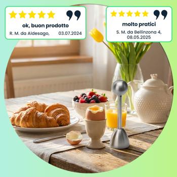 Preview: Toqueur à œuf en acier inoxydable – coupe-œuf pratique pour œufs durs et œufs à la coque – cassure propre – passe au lave-vaisselle