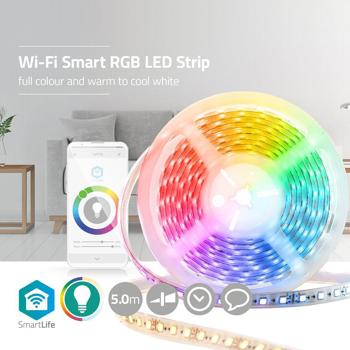 Preview: Ruban Lumineux LED Connecté SmartLife 5m - Contrôle via Application Mobile - RGB, Blanc Chaud/Froid, Dimmable, Autoadhésif 3M, Wi-Fi
