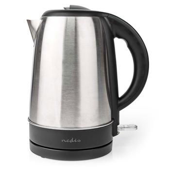 Preview: Edelstahl-Wasserkocher - 1,7 Liter Volumen, 2200W Leistung - 360° Drehsockel - Automatische Abschaltung, verdecktes Heizelement, Schwarz/Metall
