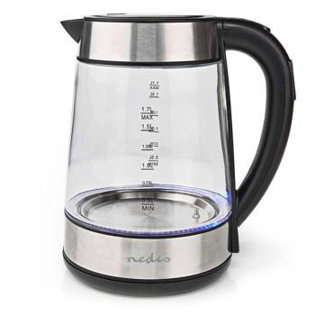Preview: High-quality glass kettle, 360° swivel base, 1.7 liters, 2200 watts, digital temperature display, 5 temperature ranges: 50, 70, 80, 90, 100 °C