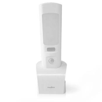 Preview: Pratica luce notturna a LED 3 in 1: rilevatore di movimento, luce di orientamento e torcia, portatile con batteria ricaricabile, ricarica tramite presa, bianco