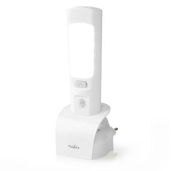 Preview: Pratica luce notturna a LED 3 in 1: rilevatore di movimento, luce di orientamento e torcia, portatile con batteria ricaricabile, ricarica tramite presa, bianco