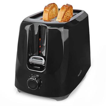 Preview: Kompakter Toaster, 2-Scheiben-Toaster mit 6 Röststufen, starke 700 W,  schwarz, praktische Krümelschublade, Kabelaufbewahrung