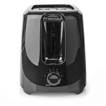 Preview: Grille-pain Compact 2 Tranches - 6 Niveaux Dorage, Tiroir Ramasse-miettes, Range-cordon - Puissant 700W, Noir - 25x16.5x14.7 cm