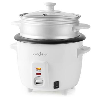 Preview: Automatic rice stove 0.6 l with steamer insert, 300 W, non-stick coating, even heat distribution, high-quality metal housing, white