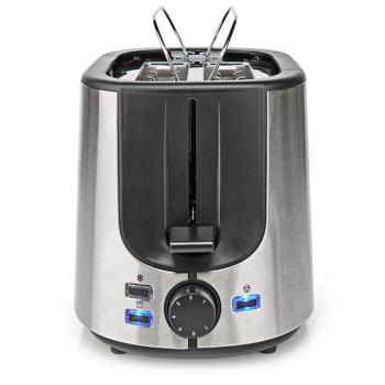 Preview: Moderner Edelstahl-Toaster für 2 Scheiben, 7 Röststufen, Brötchenaufsatz & Defroster, 1000W – Vielseitiger Toaster für köstlichen Toast und Gebäck