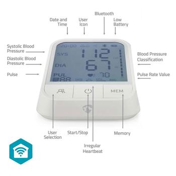Preview: Smart blood pressure monitor (upper arm) with Bluetooth - HD display, app connection & wrap cuff for precise readings