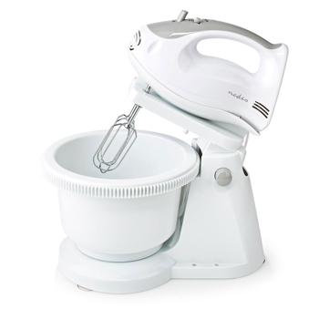 Preview: 2in1 Küchenmaschine: Rührgerät & Knetmaschine (2L) mit Handmixer & Turbo – Weiss-grau, multifunktional – Für müheloses Backen & Kochen