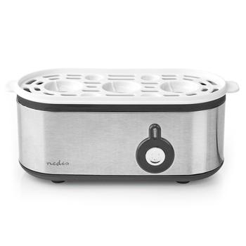 Preview: Präziser Edelstahl Eierkocher für 3 Eier (210W, silber) – Härtegrad-Einstellung, Messbecher – Perfekte Eier (weich, mittel, hart) auf Knopfdruck