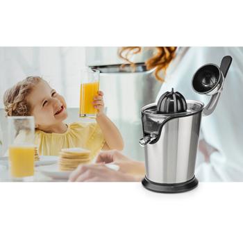Preview: Efficient electric stainless steel citrus juicer, 100W - automatic, cast aluminum handle, easy to clean, silver-black