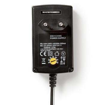 Preview: Universal-Netzteil - 6 Wechselstecker, 3-12 V DC, 2250 mA, 27 W - Ideal für Kleingeräte & Dauerbetrieb - 180 cm Kabel, 100-240 V AC